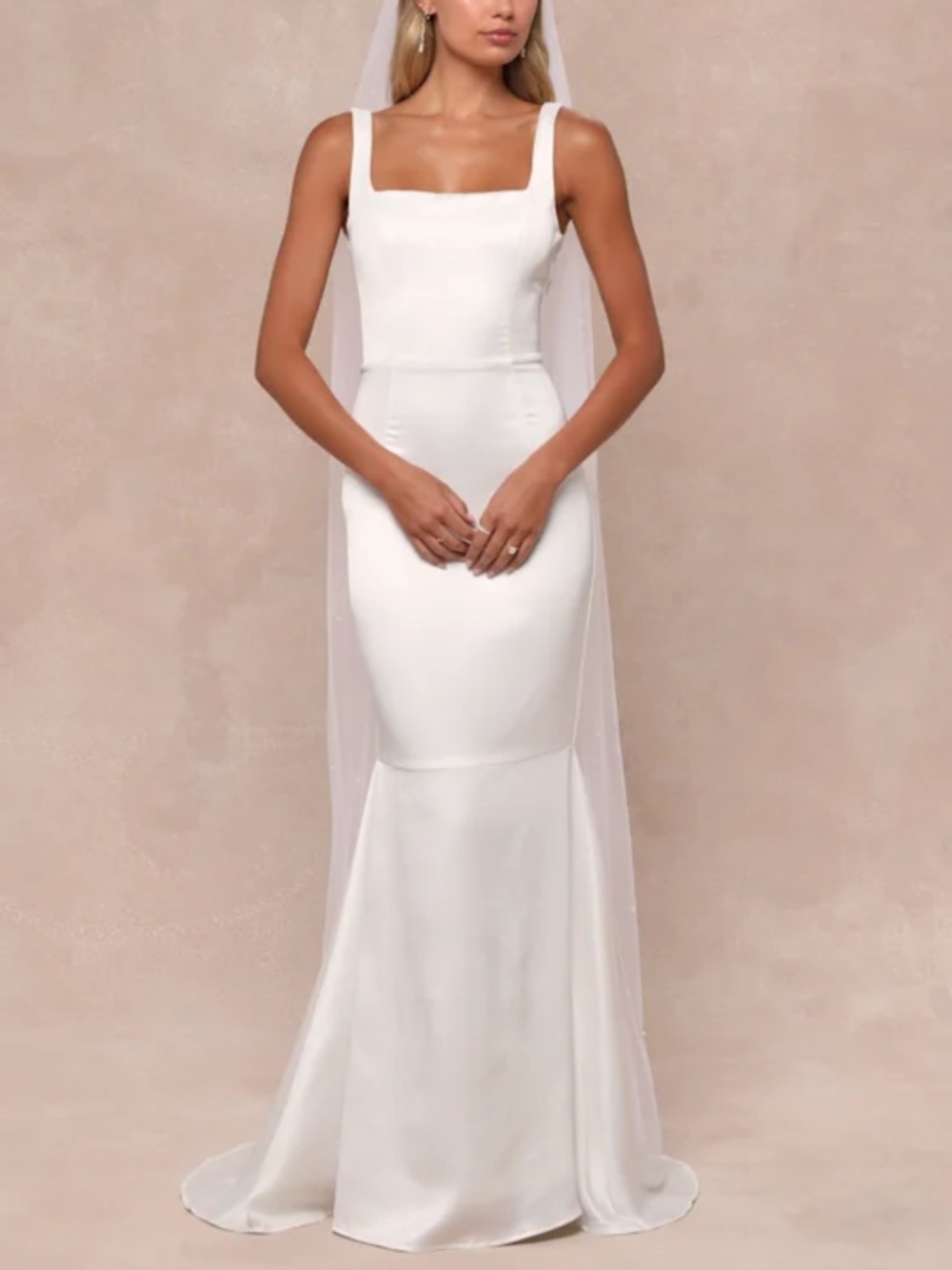 Luxe Loveliness White Satin Backless Mermaid Maxi Dress